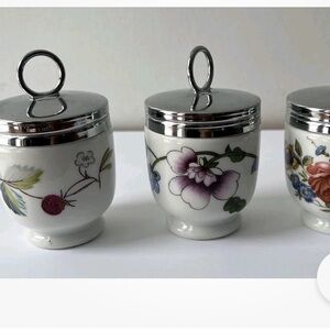 Vintage Royal Worchester England Small Egg Coddlers Fruit Flowers Qty 3